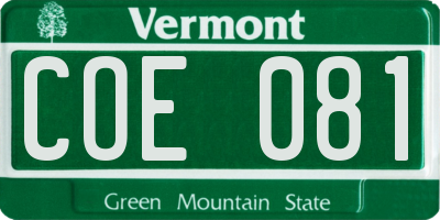 VT license plate COE081