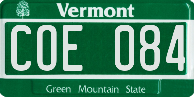 VT license plate COE084