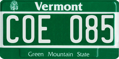 VT license plate COE085