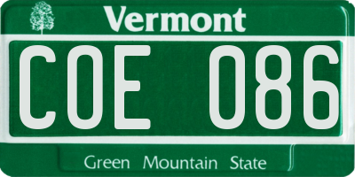VT license plate COE086