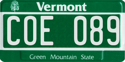 VT license plate COE089