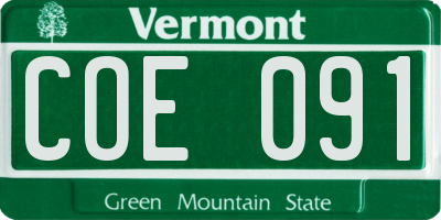 VT license plate COE091