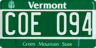 VT license plate COE094
