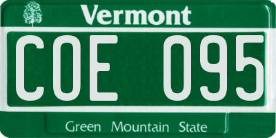 VT license plate COE095