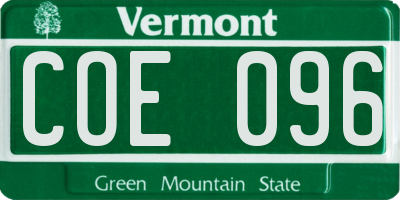 VT license plate COE096