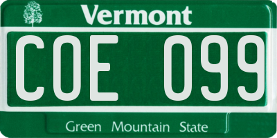 VT license plate COE099