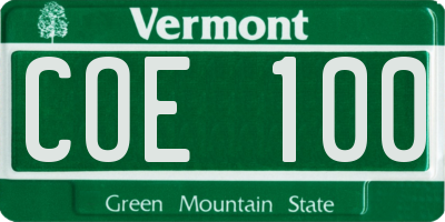 VT license plate COE100