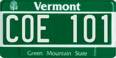 VT license plate COE101