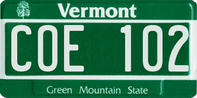 VT license plate COE102