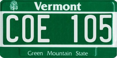 VT license plate COE105