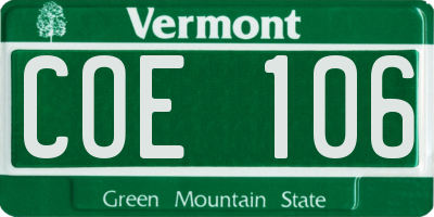 VT license plate COE106