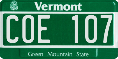 VT license plate COE107