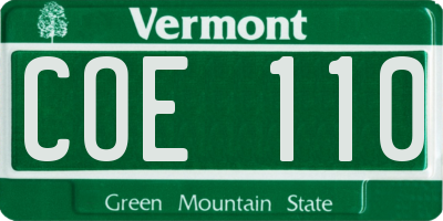 VT license plate COE110