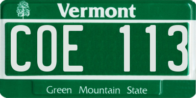 VT license plate COE113