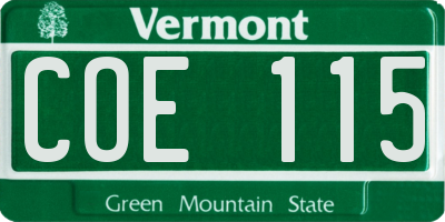 VT license plate COE115