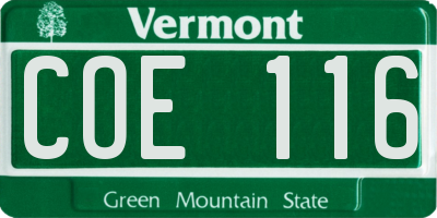 VT license plate COE116