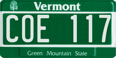 VT license plate COE117