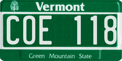 VT license plate COE118