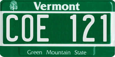 VT license plate COE121