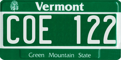 VT license plate COE122