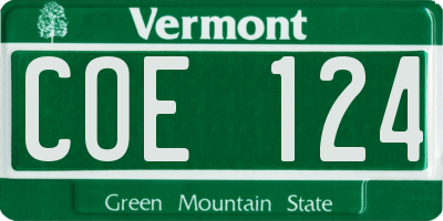 VT license plate COE124