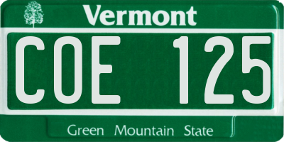 VT license plate COE125