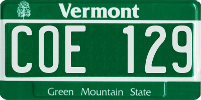 VT license plate COE129