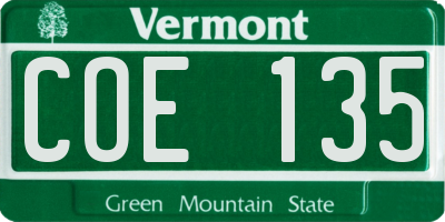 VT license plate COE135
