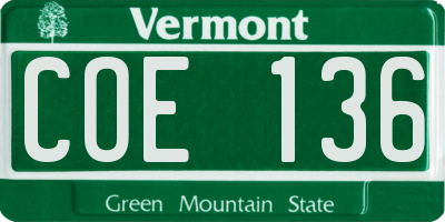 VT license plate COE136