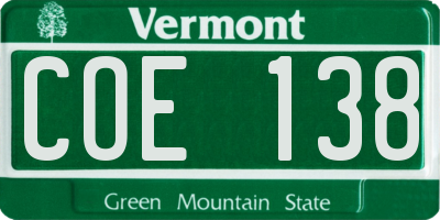 VT license plate COE138