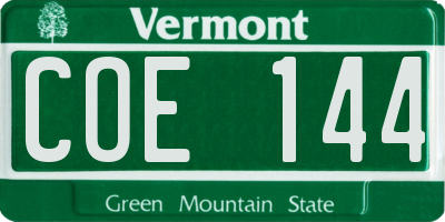 VT license plate COE144