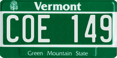 VT license plate COE149