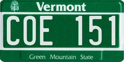 VT license plate COE151