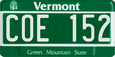 VT license plate COE152