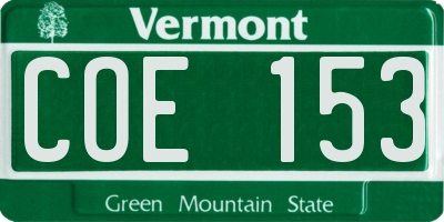 VT license plate COE153