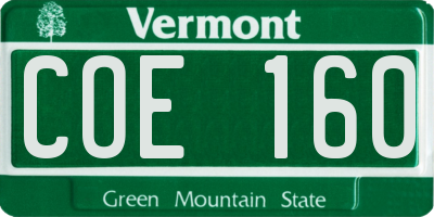 VT license plate COE160