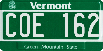 VT license plate COE162