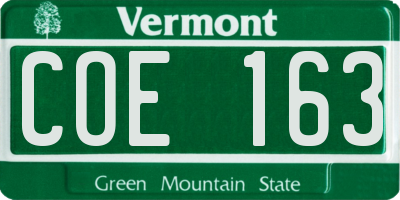 VT license plate COE163