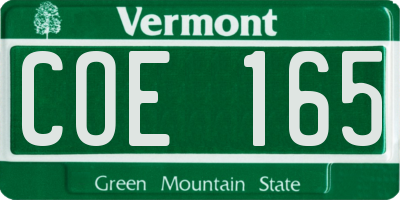 VT license plate COE165