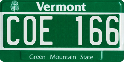 VT license plate COE166