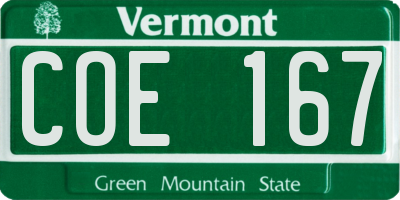 VT license plate COE167
