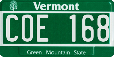 VT license plate COE168
