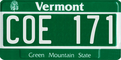 VT license plate COE171