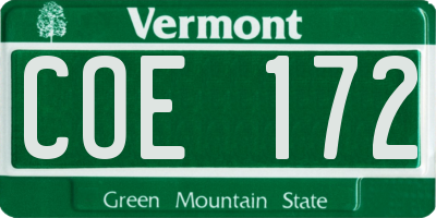 VT license plate COE172