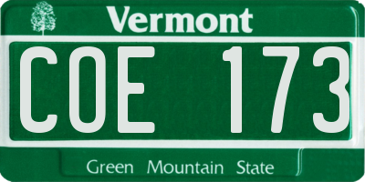 VT license plate COE173