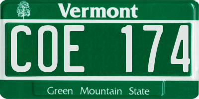 VT license plate COE174