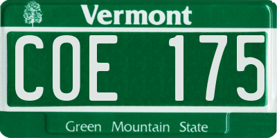 VT license plate COE175