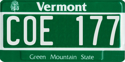 VT license plate COE177