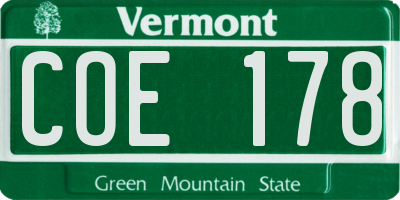 VT license plate COE178