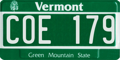 VT license plate COE179